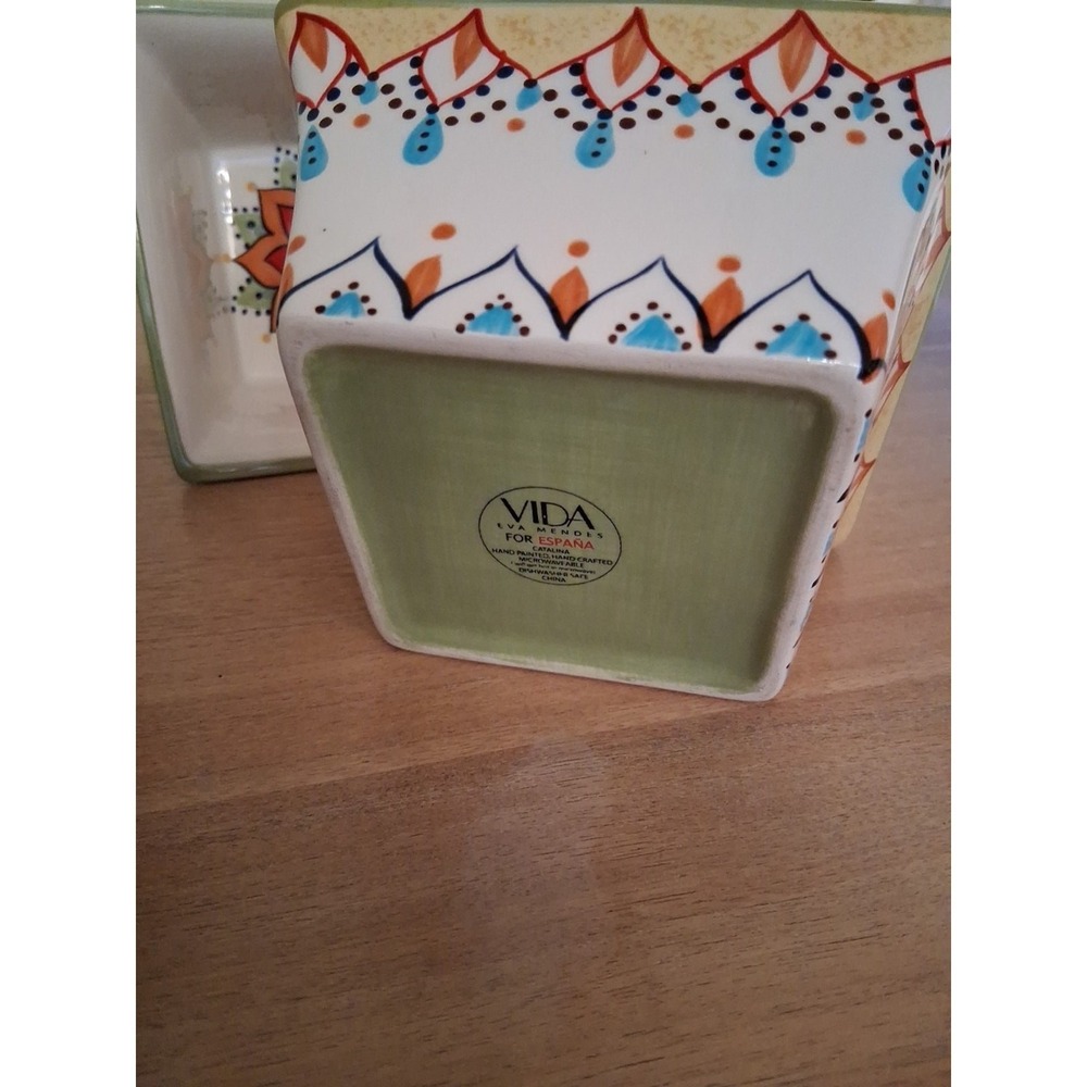3 Vida Eva Mendes for España Catalina Hand Painted Square Bowls - Picture 4 of 7